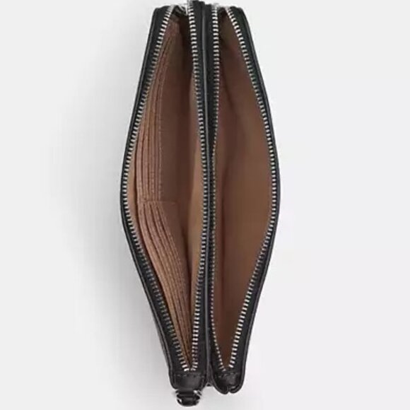COACH - Leather Double Zip Wallet in Chalk / Black Multi - Picture 6 of 11